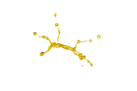 flying oil splash light yellow color over white background