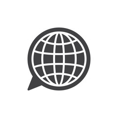 Language icon vector, filled flat sign, solid pictogram isolated on white. Globe inside speech bubble symbol, logo illustration. Pixel perfect vector graphics
