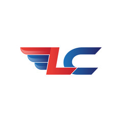 fast initial letter LC logo vector wing