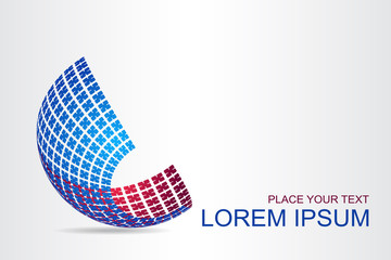 Obraz premium Logo stylized spherical surface with abstract shapes