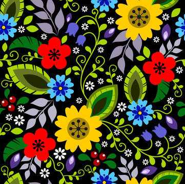 Traditional Polish folk floral pattern vector 