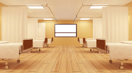 The interior of the hospital room. Empty room.