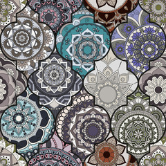 Seamless pattern. Vintage decorative elements. Hand drawn background. Islam, Arabic, Indian, ottoman motifs. Perfect for printing on fabric or paper.