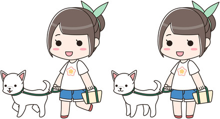動物 ペット 犬 ワンちゃん 散歩 女の子