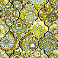Seamless pattern. Vintage decorative elements. Hand drawn background. Islam, Arabic, Indian, ottoman motifs. Perfect for printing on fabric or paper.