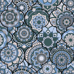 Seamless pattern. Vintage decorative elements. Hand drawn background. Islam, Arabic, Indian, ottoman motifs. Perfect for printing on fabric or paper.
