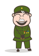 Cartoon Sergeant Laughing Face Vector Illustration