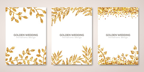 Banners set with gold floral patterns on white