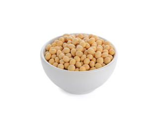 Healthy gold soybean isolated on white background