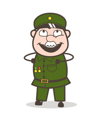 Cartoon Sergeant Laughing on Funny Joke Vector Illustration
