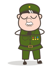 Cartoon Sergeant Asking for Mercy Vector Illustration