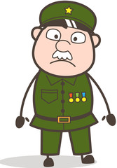 Cartoon Sergeant Surprised Face Vector Illustration