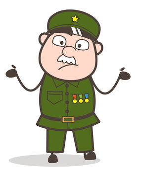 recommend clip art: Cartoon Innocent Sergeant Showing Empty Hands Vector Illustration