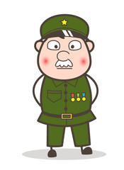 Cartoon Sergeant Injured Face Vector Illustration