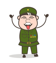 Cartoon Sergeant Teasing Tongue Vector Illustration