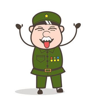 recommend clip art: Cartoon Sergeant Teasing Tongue Vector Illustration