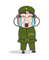 Cartoon Sergeant Crying Vector Illustration
