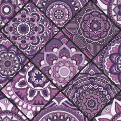 Patchwork pattern. Vintage decorative elements. Hand drawn background. Islam, Arabic, Indian, ottoman motifs. Perfect for printing on fabric or paper.