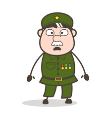 Cartoon Sergeant Shocked Face Vector Illustration