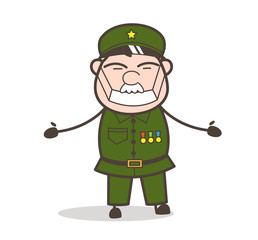 Cartoon Sergeant Face with Medical Mask Vector Illustration