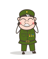 Cartoon Sergeant Smiling and Blushing Face Vector Illustration