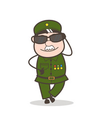 Cartoon Modern Sergeant Officer Vector Illustration