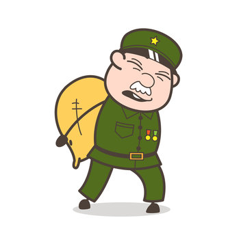 soldier carrying yellow sack cartoon clip art preview