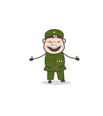 Cartoon Funny Sergeant Laughing Loudly Vector Illustration