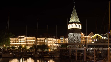 Obraz premium Lindau Bodensee bei Nacht