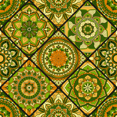 Patchwork pattern. Vintage decorative elements. Hand drawn background. Islam, Arabic, Indian, ottoman motifs. Perfect for printing on fabric or paper.