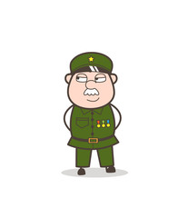 Cartoon Silent Sergeant Standing Pose Vector Illustration