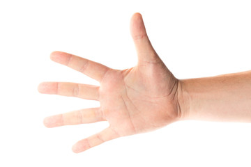 Mens hand isolated on white background