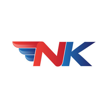 fast initial letter NK logo vector wing