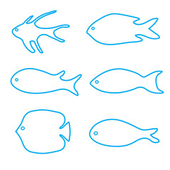 set of fish silhouettes- vector illustration