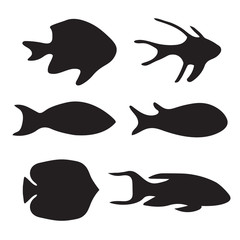 black silhouettes of fish- vector illustration