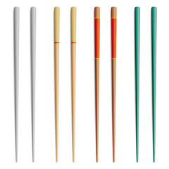 Chopsticks Vector. For Exotic Nutrition, Sushi Restaurant, Sea Food Design. Asian Food Chopsticks Isolated Illustration
