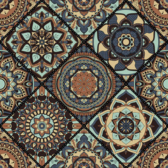 Patchwork pattern. Vintage decorative elements. Hand drawn background. Islam, Arabic, Indian, ottoman motifs. Perfect for printing on fabric or paper.
