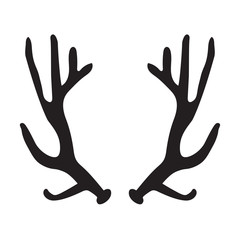 Obraz premium black silhouette of deer antlers- vector illustration