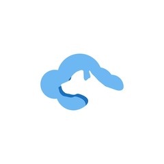 cloud dog head icon vector logo