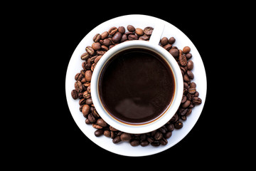coffee cup and beans