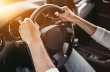 Obraz premium Man in car dealership