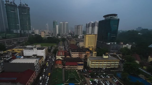 Timelapse of the city of Kuala Lumpur during rainy day FHD