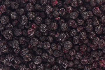 Background of ripe juicy black raspberry blackberry. Stock