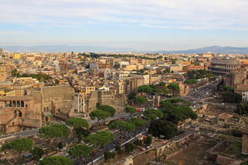Fototapeta na wymiar Ruins Aerial in Rome Italy