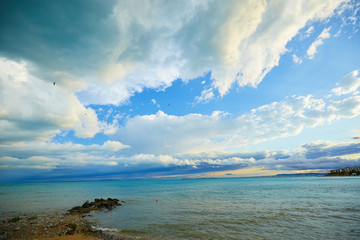 Beautiful landscape clouds over the black sea shore