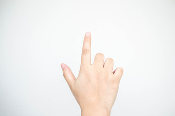 female hand on the white background