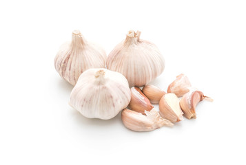 fresh garlic on white background