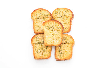 garlic bread on white background