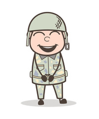 Cartoon Smiling Army Man Face Vector Illustration