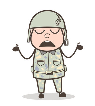 recommend clip art: Cartoon Army Man Behaving Like Don't Know Anything Vector Illustration
